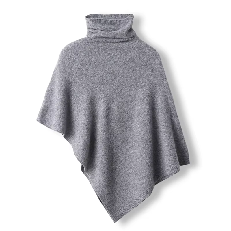 Cape châle en laine mérinos avec manches chauve-souris, pull à col roulé, pashmina, 100% laine, tout