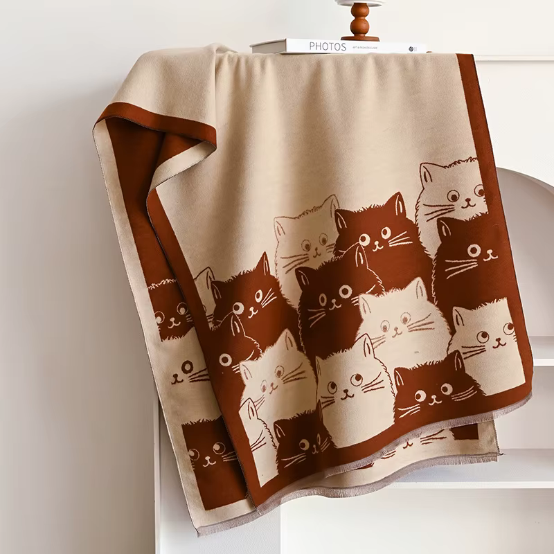 Nouvelle marque de mode chat mignon dames Jacquard Pashmina cachemire écharpe hiver épais chaleur ch
