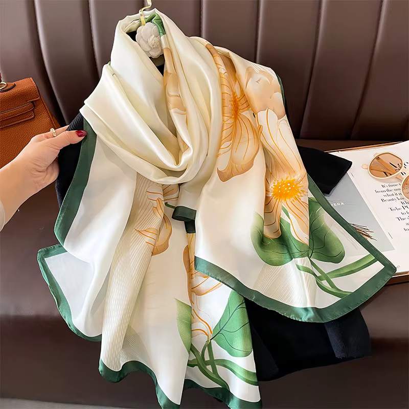 Femmes 180*90 cm mode belles foulards en soie douce femme dame châle Hijab Wrap Foulard Bandanna sil