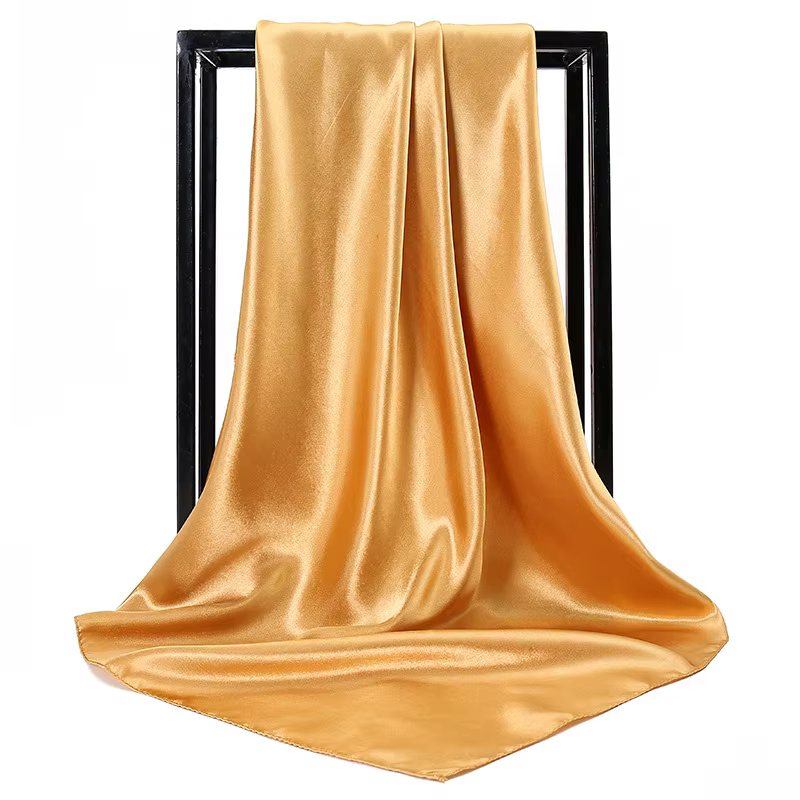 Marque de luxe Foulard en soie femmes Satin couleur unie Hijab foulards musulman paréo Bandana femme