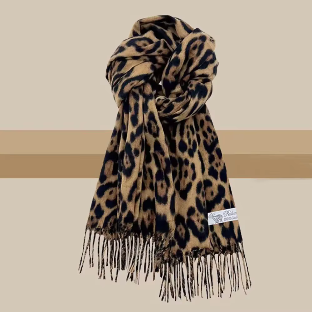 Écharpe léopard Design hiver chaud Pashmina châle luxe cachemire enveloppes mode femmes longues couv