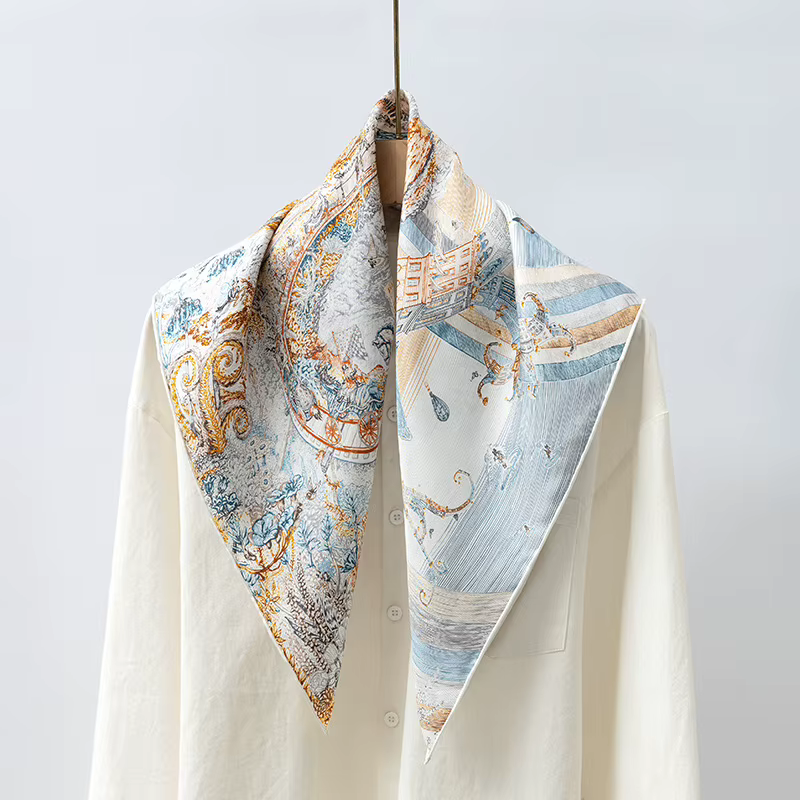 Écharpe en soie pure de haute qualité, élégante, épaisse, en twill, carrée, de luxe léger, 65x65 cm,