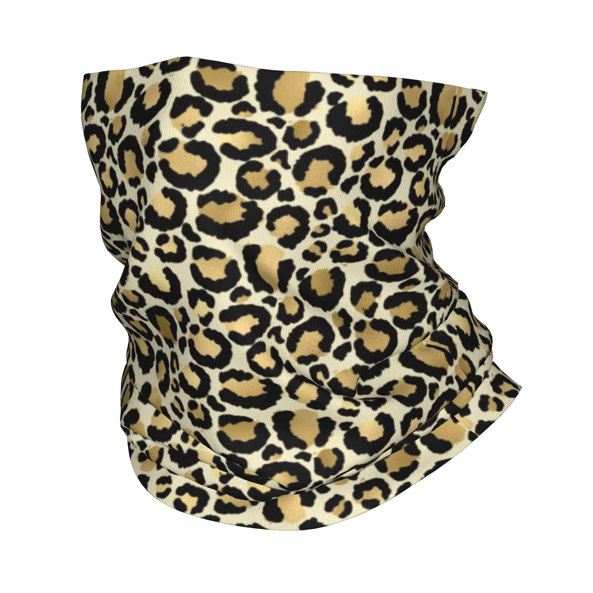 Cache-cou bandana personnalisé motif léopard doré pour la randonnée et la chasse, écharpe enveloppan
