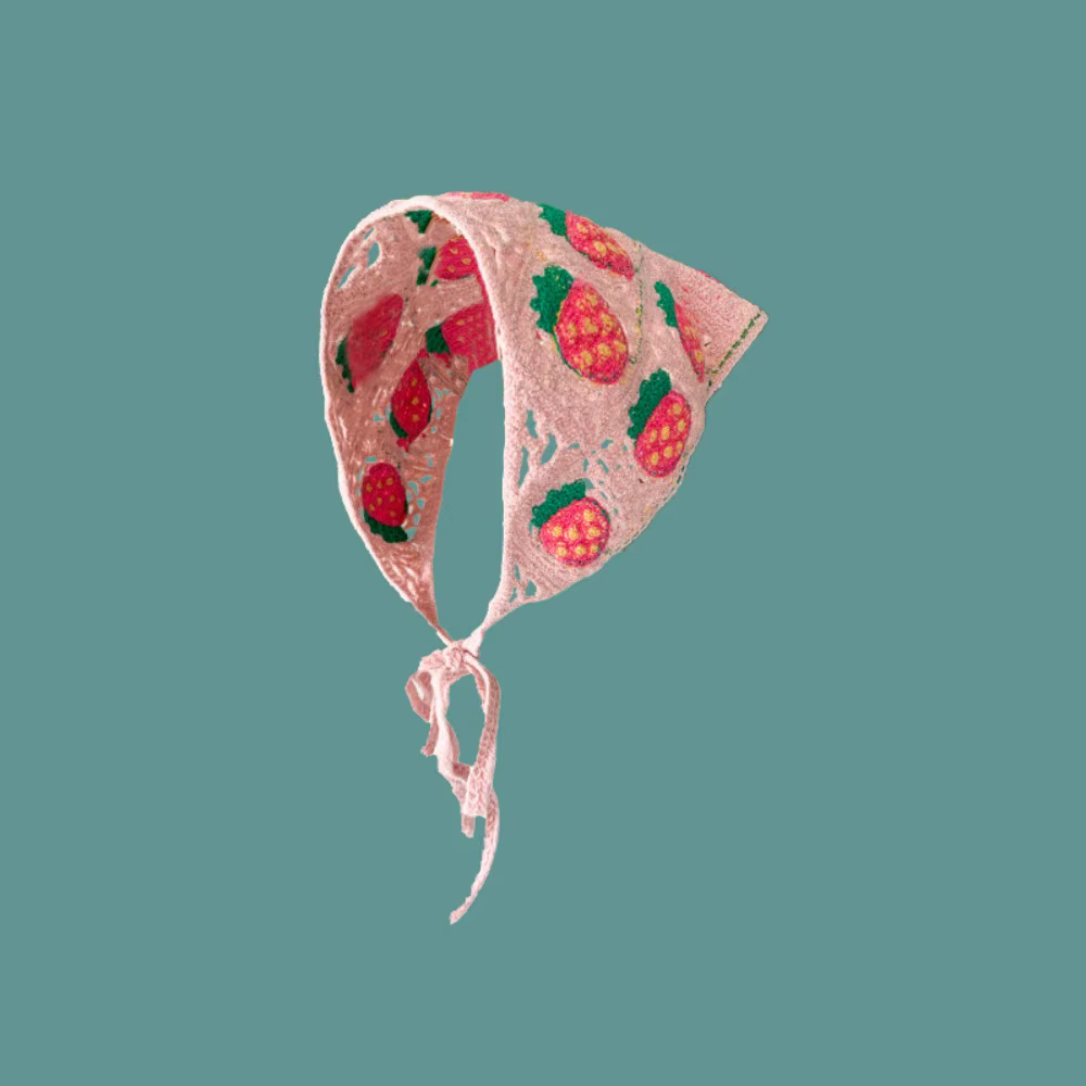 Rétro tricoté Triangle bandeau Crochet français Style pastorale fille fleur foulard à la main creux