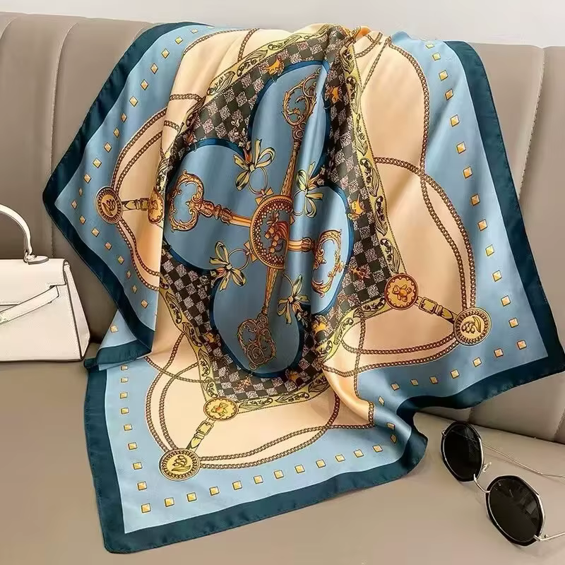 Foulard universel à motif de chaîne de 70cm, Imitation soie, carré haut de gamme, accessoires pour v