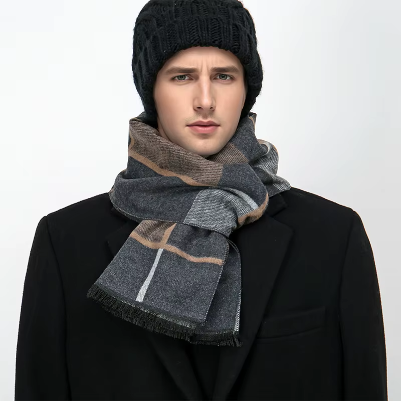 Luxe hiver homme écharpe Plaid châle chaud automne cachemire mouchoir doux extérieur silencieux Bufa