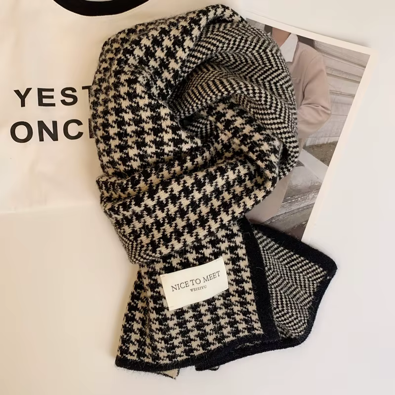 Écharpes coréennes à carreaux pour femmes, simples, Harajuku, doux, Kawaii, polyvalentes, velours d'