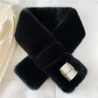 Écharpe en fausse fourrure de lapin pour fille, col épais, chaud et doux, Design croisé, Style corée
