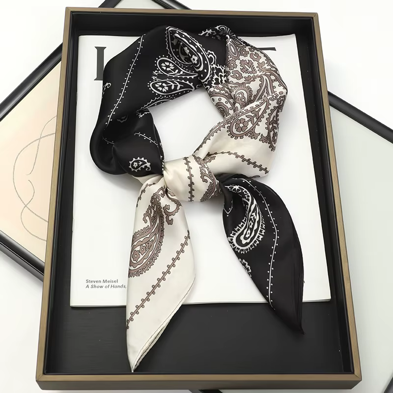 Foulard de luxe 60 couleurs pour femme, 70*70 cm, effet soie, carré, pour cheveux, châle en satin, g