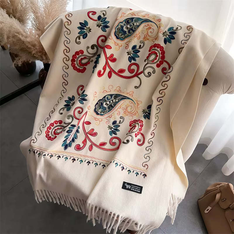 Foulard de Luxe Chaud pour Femme, Châle à Tête Ronde, Pashmina Bufanda, 2024