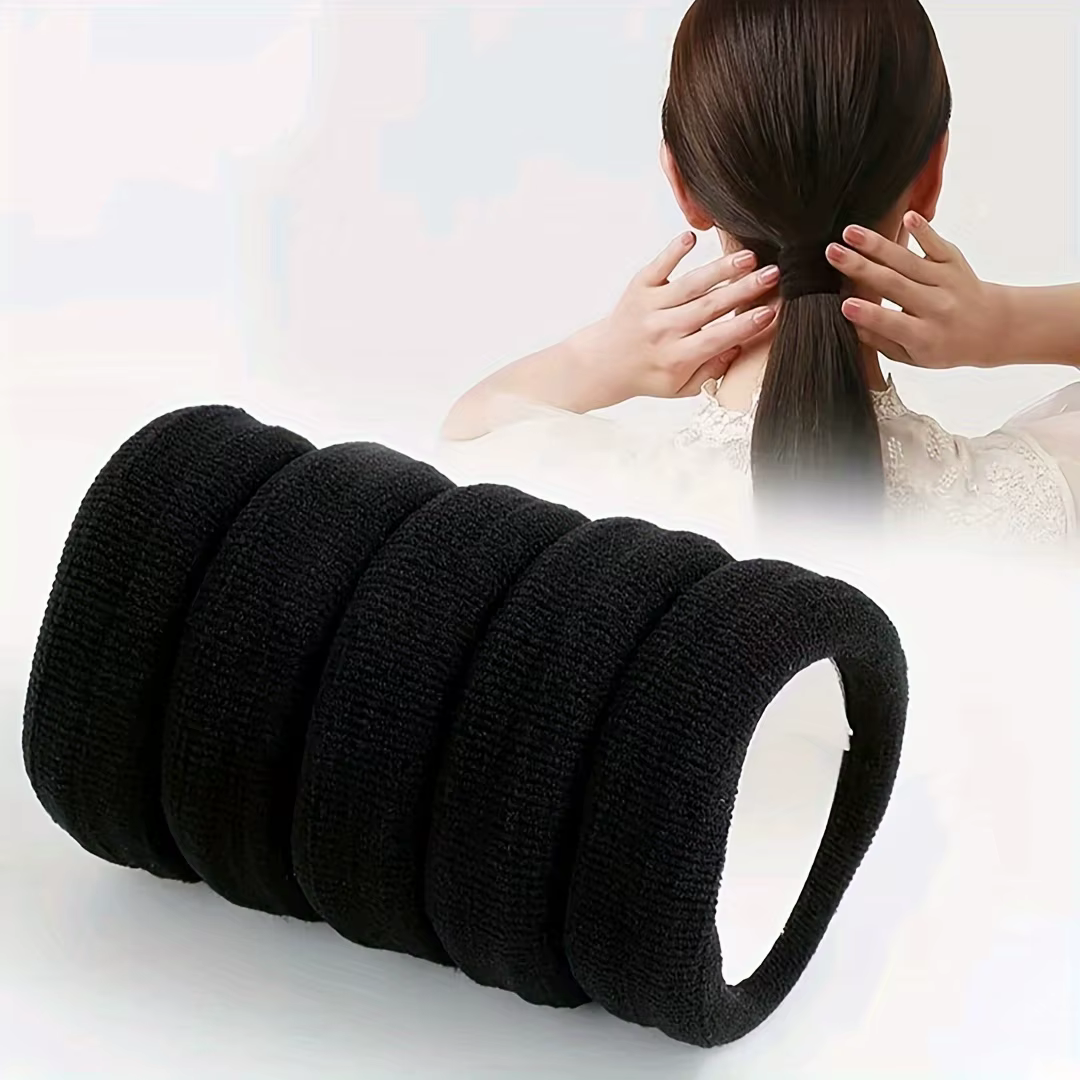 Boucles de cheveux épaisses, 5 pièces, attaches élastiques de couleur unie, porte-queue de cheval an