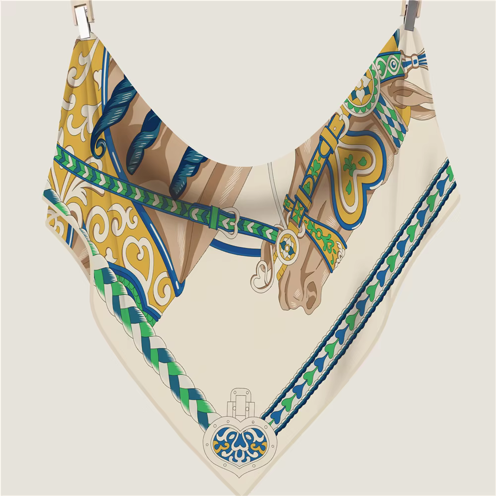 POBING 30% soie 70% cachemire écharpe femmes roulé à la main mode impression Triangle foulards envel