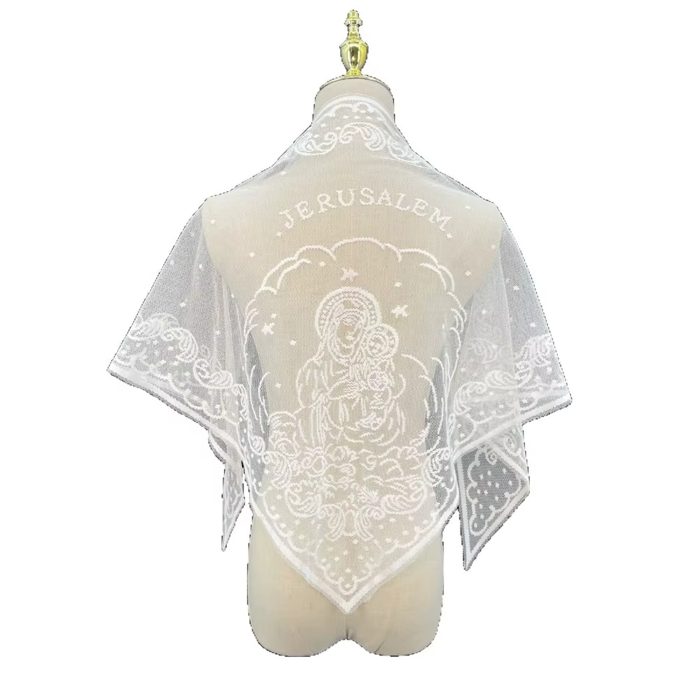 Écharpe Vintage en dentelle ajourée, couleur unie, broderie, bandeau pour cheveux, écharpe triangula