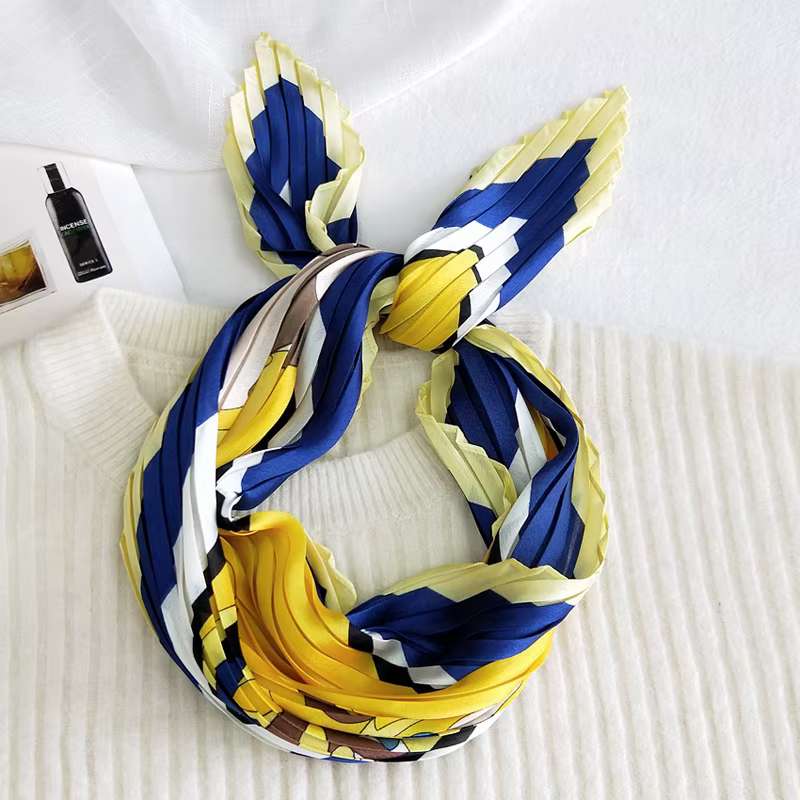 2025 TOP plissé carré foulard en soie châle pour femmes Satin femmes foulard femme voyage écharpe dé
