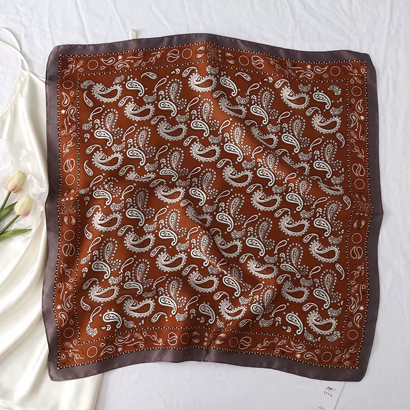 90*90 cm Paisley soie Satin cheveux écharpe femmes foulard imprimé femme carré Bandana cou Hijab dam