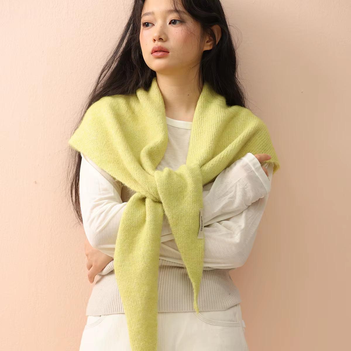 Grande taille laine Style coréen tricoté écharpe triangulaire femmes hiver chaud foulard châle vendu