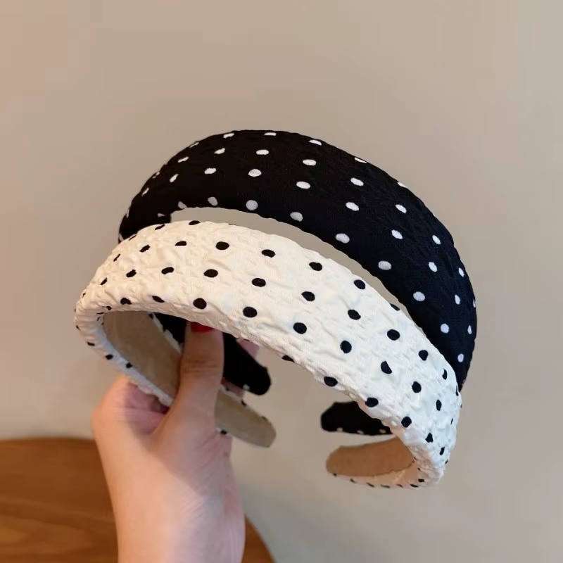 1PC bandeau élégant noir et blanc à pois bandeau rétro français crâne haut rehaussé adulte cheveux a