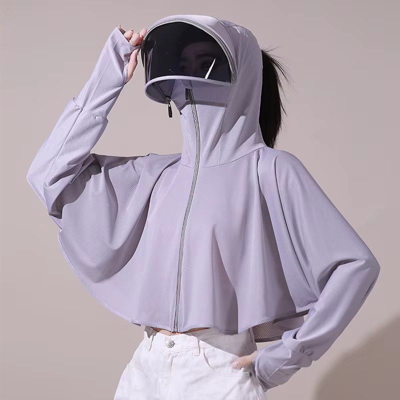 Vêtements de protection solaire fins en soie glacée pour femmes, respirants, anti-UV, séchage rapide