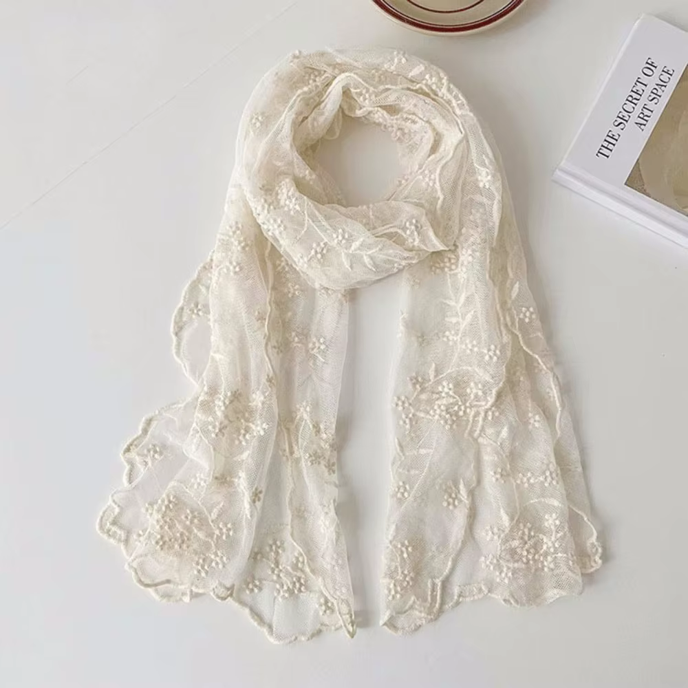 Écharpe décontractée en dentelle pour femme, version coréenne, longue écharpe de protection pour le 