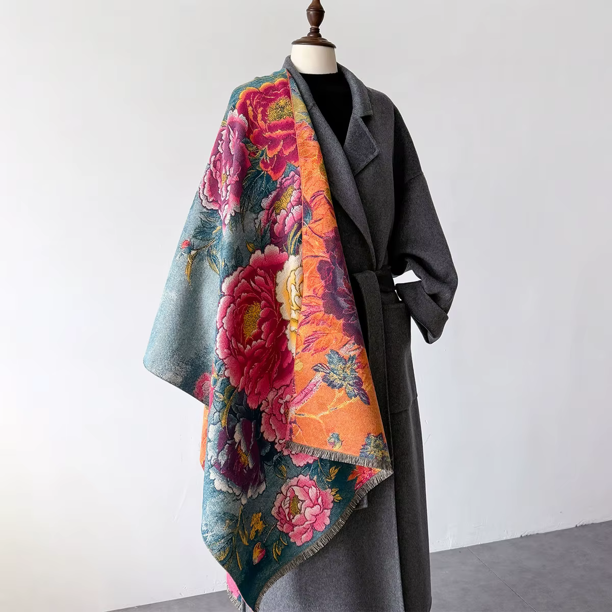 Écharpe chaude en cachemire pour femme, châle imprimé Floral, couverture épaisse de luxe, Bufanda Pa