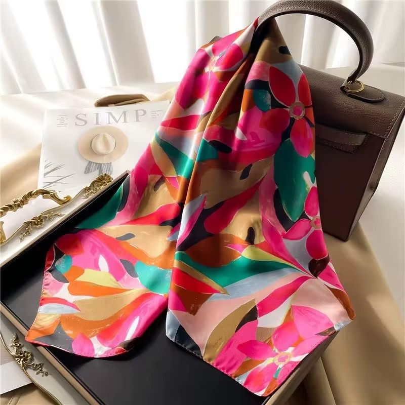 Écharpe imprimée Graffiti 68cm pour femmes, écharpe en Fiber de Polyester, mode polyvalente, vêtemen
