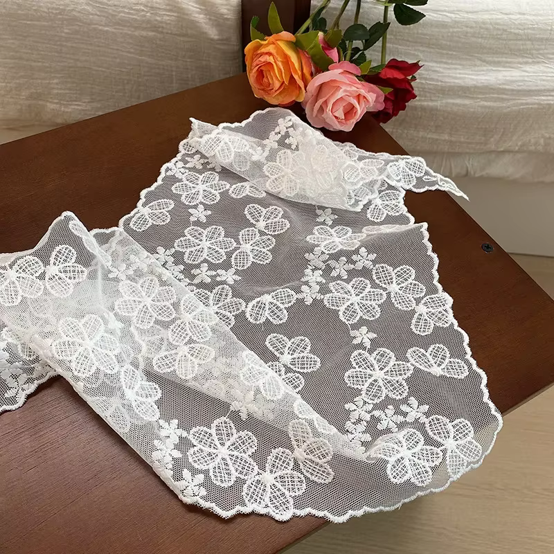 Foulard de cheveux en dentelle florale tissée style bohème pour femme, bandeau triangulaire rétro, a