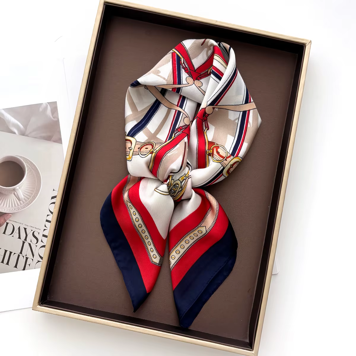 Nouveau Foulard Carré de Luxe pour Femme, Effet Soie, Bandeau, Ruban, Écharpe, Châle, Écharpes et Fo