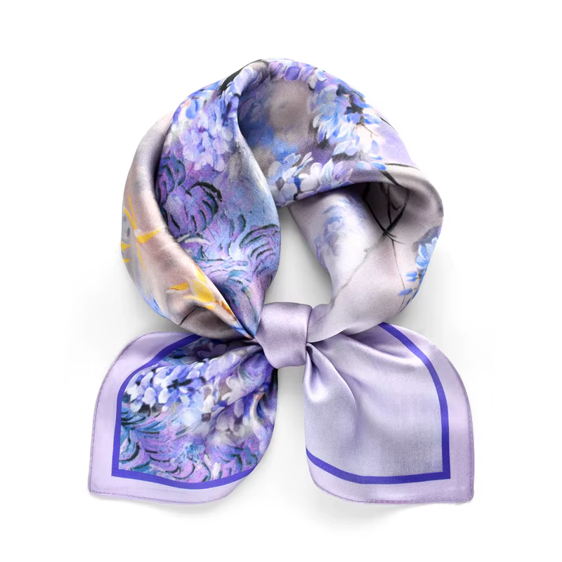Foulard Carré en Satin de Soie 100% Naturelle pour Femme, Petit Châle Hijab, Cadeau de Luxe, 50cm