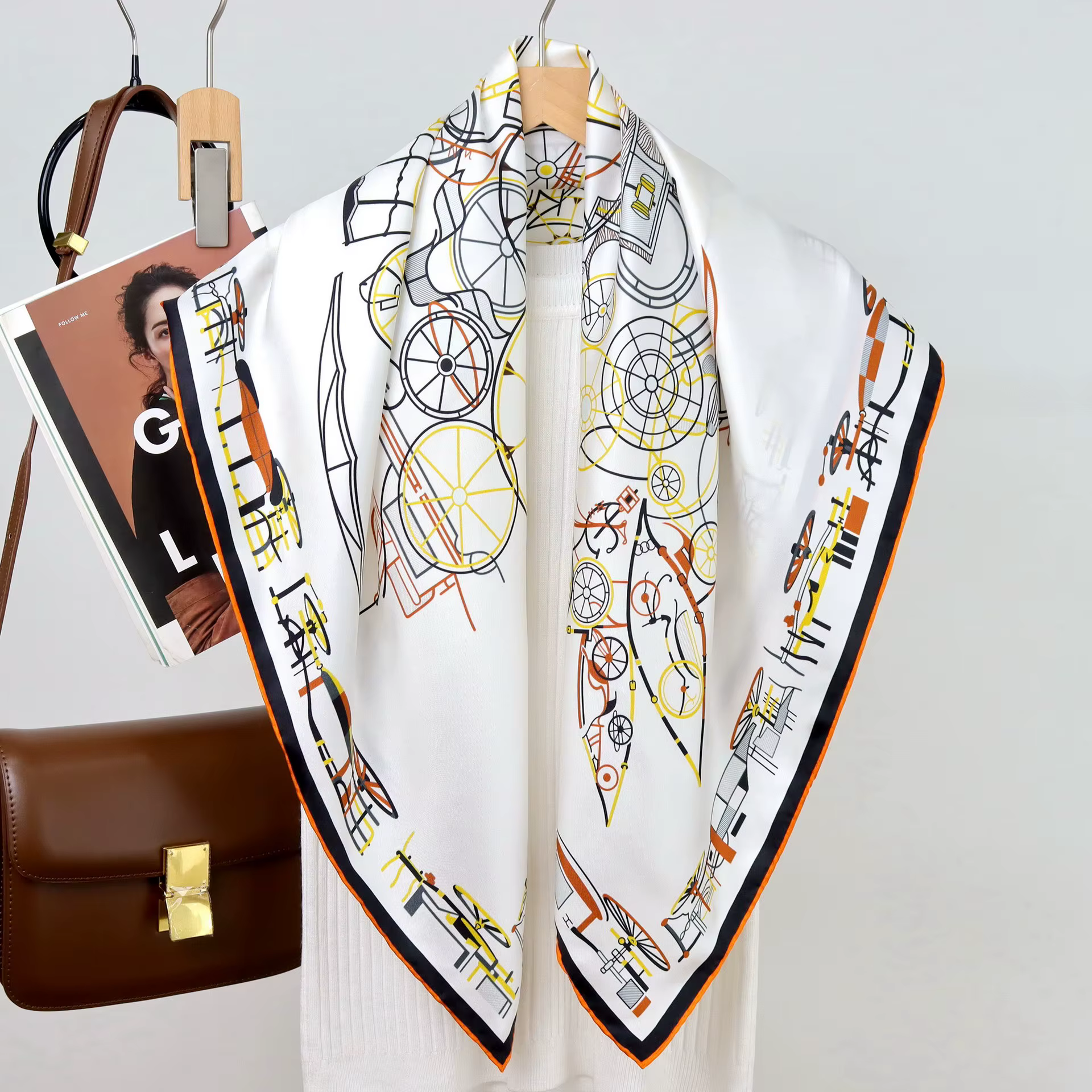 Foulard 100% Soie de Mûrier Véritable pour Femme, Twilly en Soie pour Anse de Sac, Ruban, Bandeau po