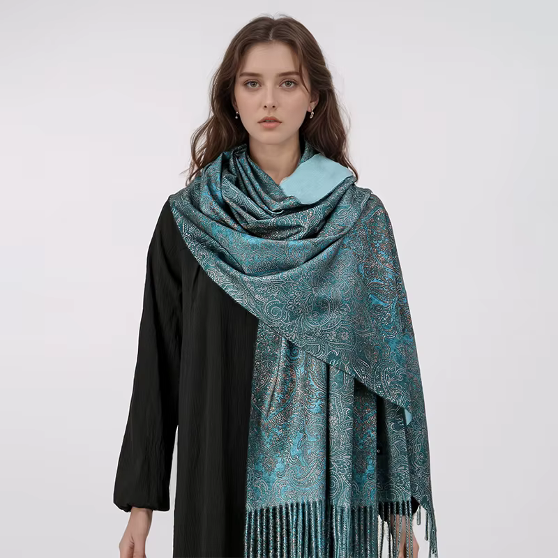 Écharpe Pashmina en Cachemire à Imprimé Paisley pour Femme, Châle Enveloppant Hijab, Marque de Luxe,