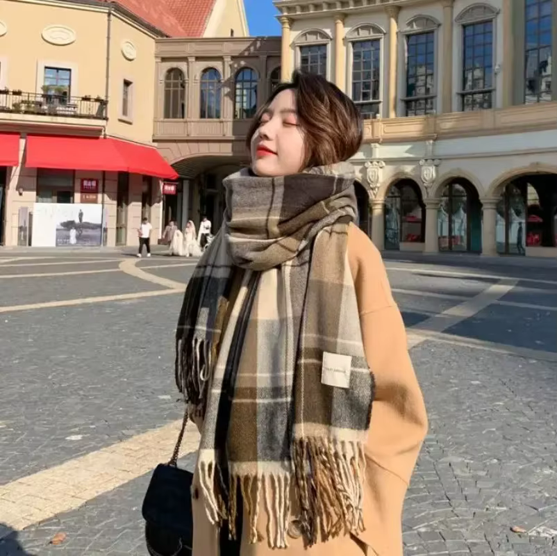 Écharpe chaude en Tartan de Style écossais pour femmes, châle Long et doux à carreaux, pour noël, sa