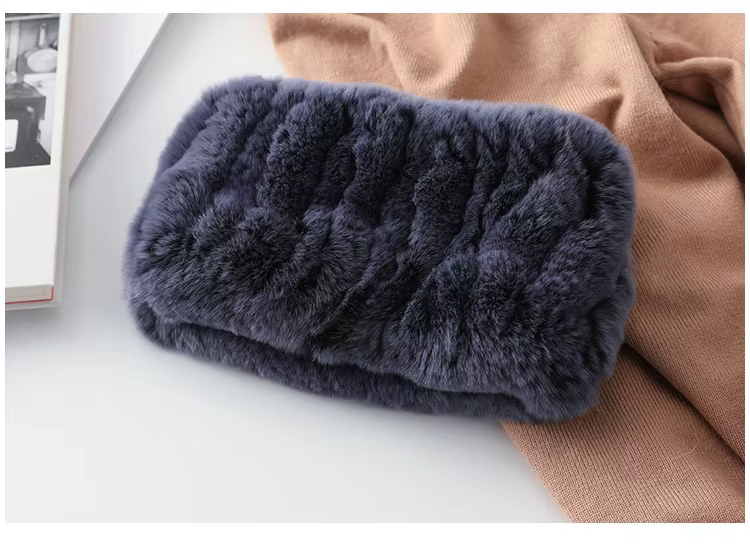 Réel Rex fourrure de lapin cou plus chaud bonnes enveloppes élastiques hiver femmes tricoté bandeau 