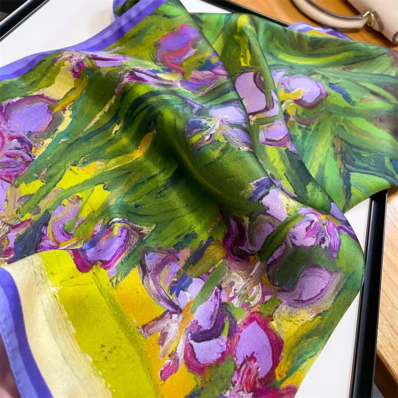 Foulard imprimé 2024 pur pour femmes, petit cou, bandeau pour cheveux, foulard design féminin, banda