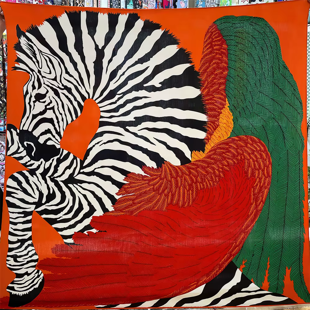 POBING foulard en cachemire de soie femmes châles roulés à la main mouche cheval imprimé foulards ca