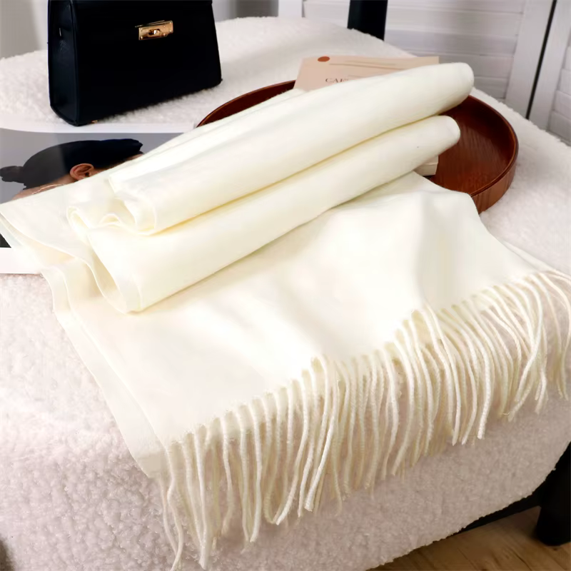 30*180 cm couleur unie femmes hiver écharpe chaud épaissir cachemire châle extérieur glands Pashmina