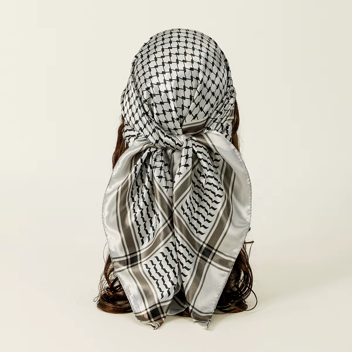 Foulard Carré en Satin Imprimé Arabe pour Femme Musulmane, Hijab, Bandeau de Sauna, Turban Islamique