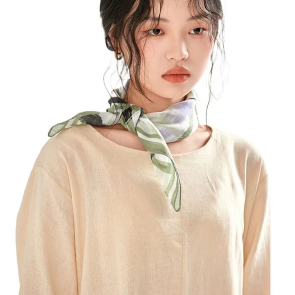 Foulards et accessoires pour cheveux : Foulards à rayures style coréen, Foulards imprimés pour femme