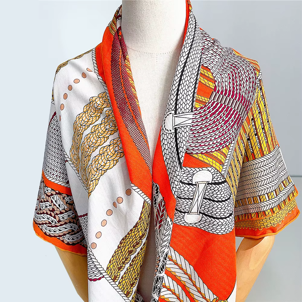 130cm soie cachemire carré écharpe châle hiver garder au chaud écharpe femmes marque de luxe géométr