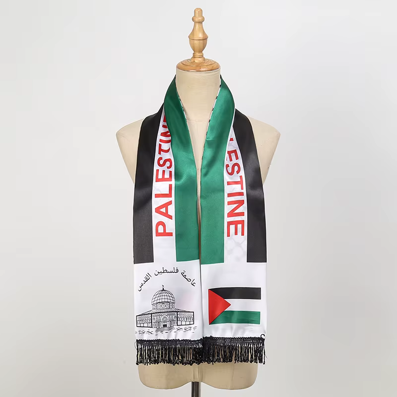Écharpe imprimée de la fête nationale de la Palestine, écharpe en satin, nouveau