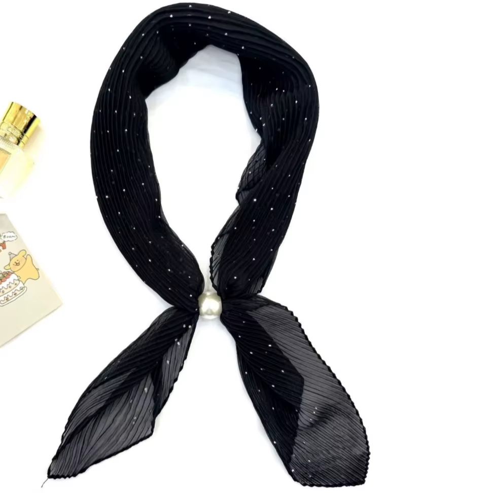 1 écharpe décorative polyvalente de couleur unie, plissée et tendance, écharpe douce personnalisée,