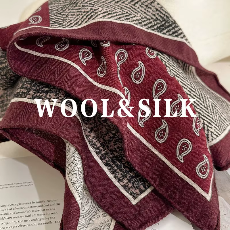 70% laine 30% véritable foulard en soie pour femmes châles enveloppes Vintage ethnique rouge imprimé