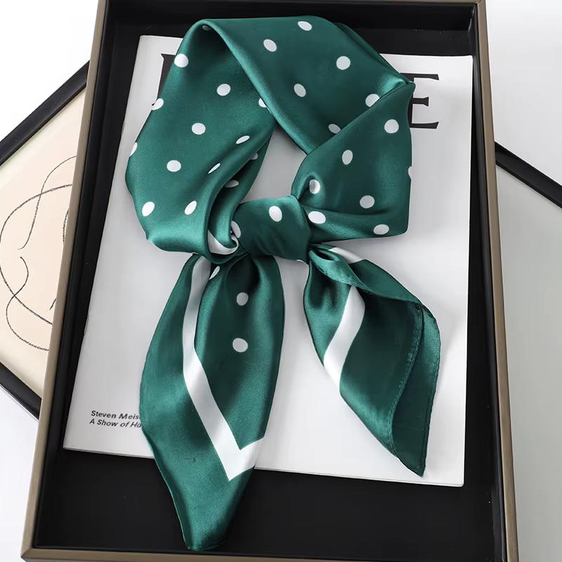 Dame cheveux Dot écharpe femme soie carré foulards bandeau pour femmes Bandana mode Foulard châles f