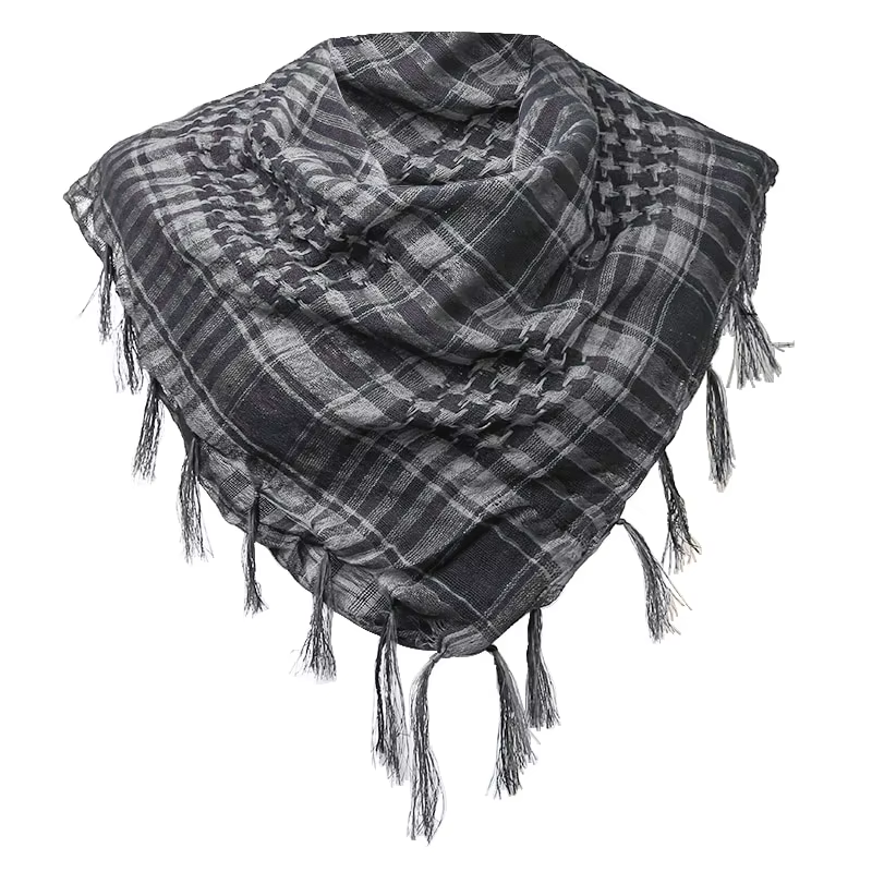 Écharpe Keffiyeh à carreaux avec pompons, châle de style Keffiyeh unisexe, écharpe tactique du déser