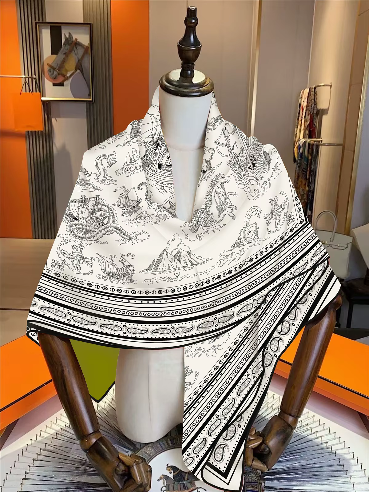 130cm hiver garder au chaud écharpe femmes marque soie cachemire carré écharpe châle luxe Paisley fo