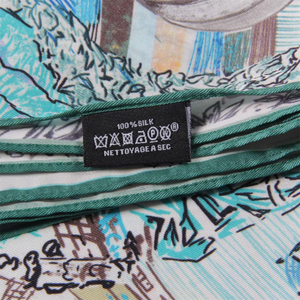 Foulard en soie sergé de 90cm pour femme, châle carré imprimé Ocean City, Hijabs, Bandana, Foulard