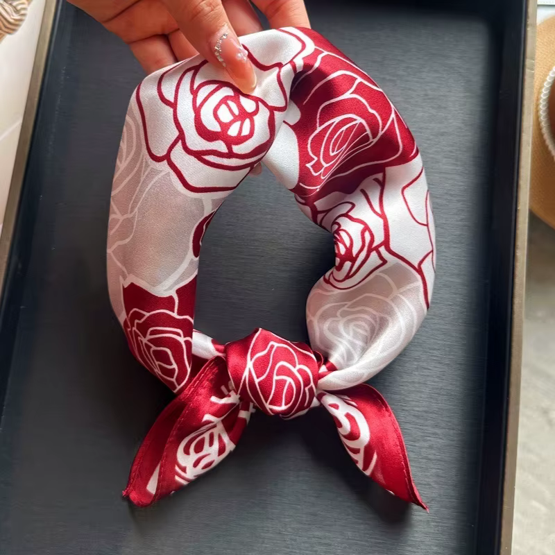 Foulard 100% Soie de Mûrier pour Femme, Bandeau Carré, Châle de Voyage, Accessoire de Mode pour Chev