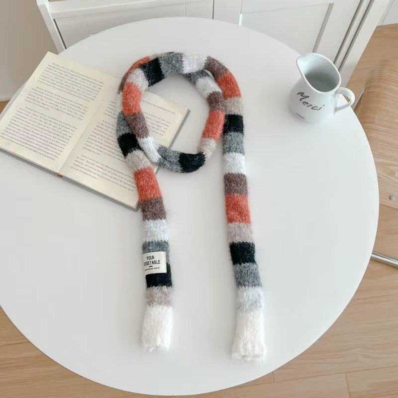 Écharpe à rayures colorées pour femmes, fine, longue et étroite, nouveau Design, écharpe décorative 
