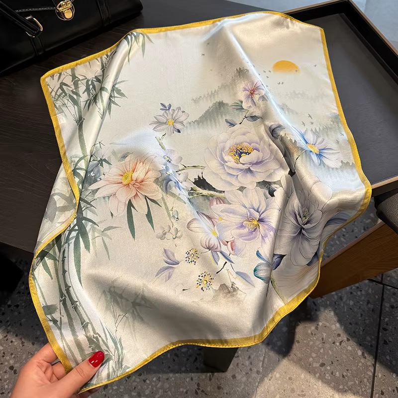 Foulard carré en soie de mûrier pour femmes, 100%, foulard enveloppant, mode luxe, haute qualité, ba