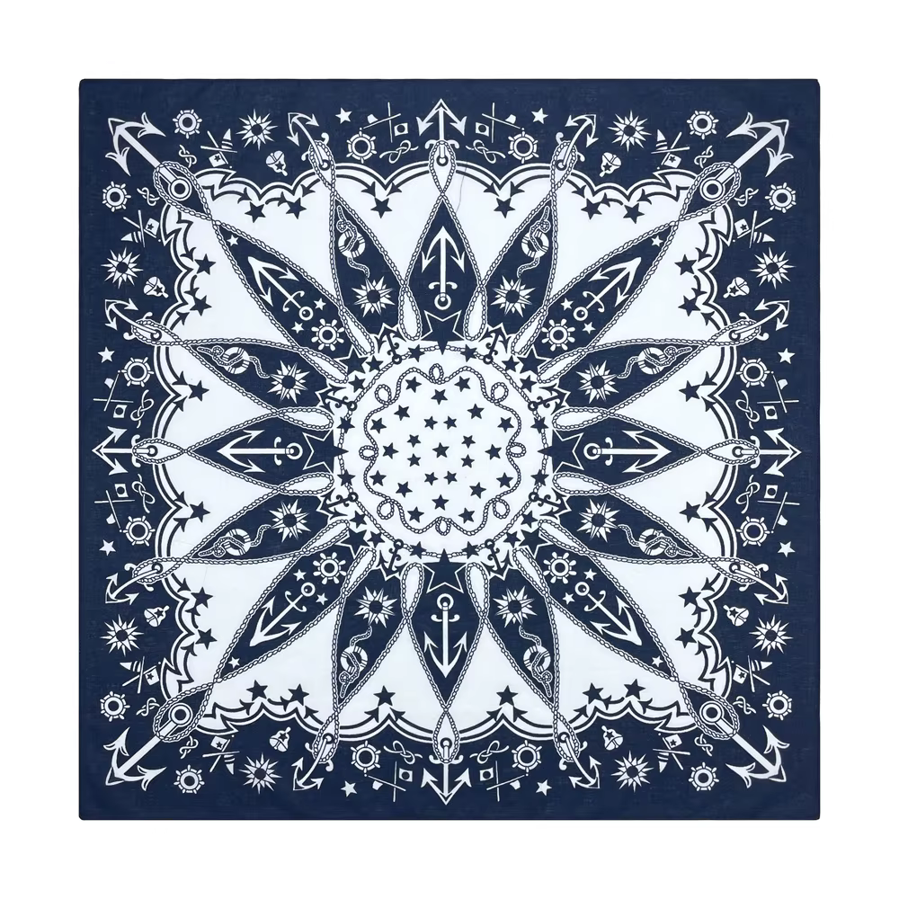 Bleu marine haute qualité Hip Hop coton carré écharpe hommes voilier nautique Bandana écharpe bandea
