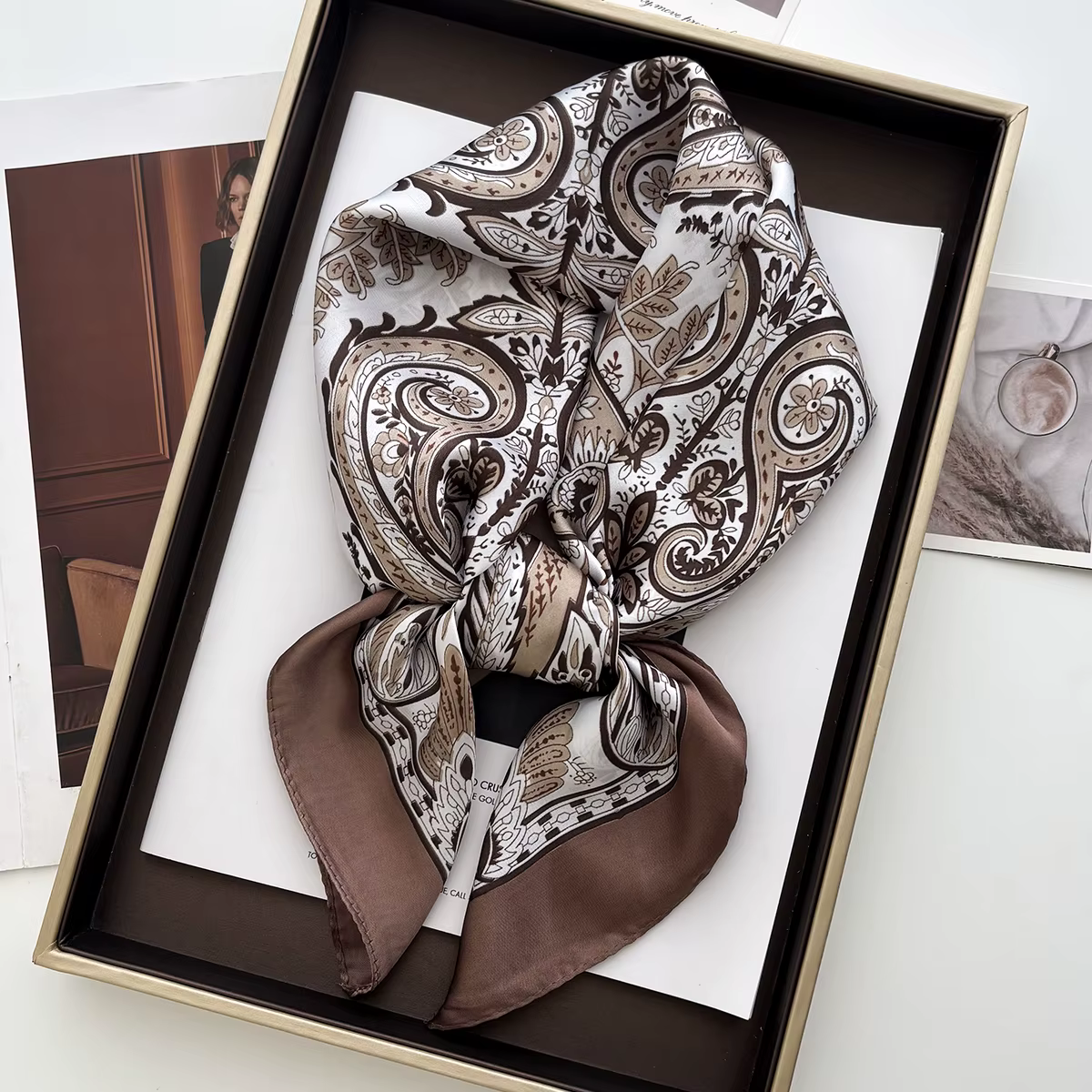 Foulard carré imprimé châle pour femmes, foulard en Satin doux, bandes de cheveux, ruban, bandeau Ba